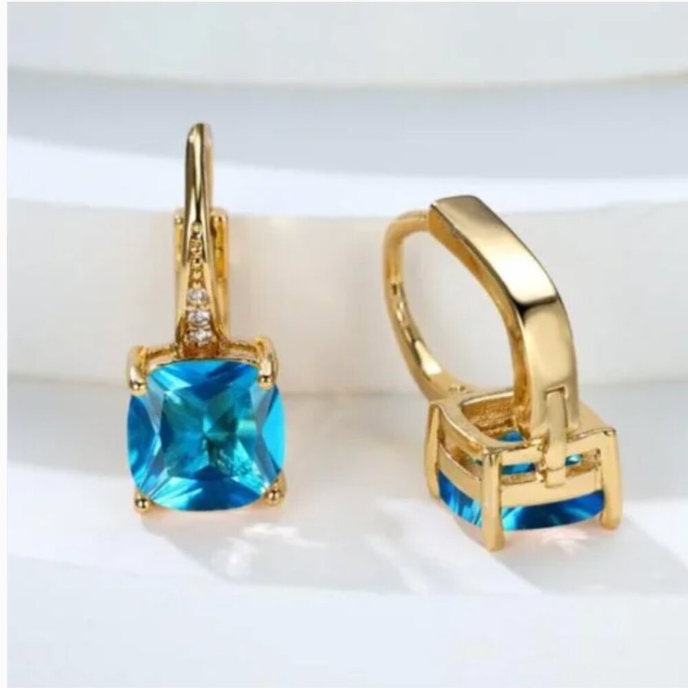 ⭐️❤️ FREE Rhinestone Baguette Hoop Drop Chic Glam Party Classy Elegant Earrings